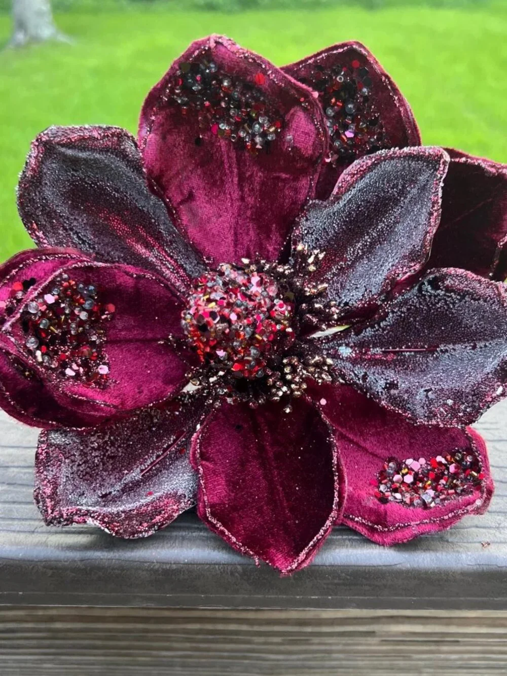 Jeweled Magnolia Stem, Christmas Decor, Tree Decoration, Wreath Attachment